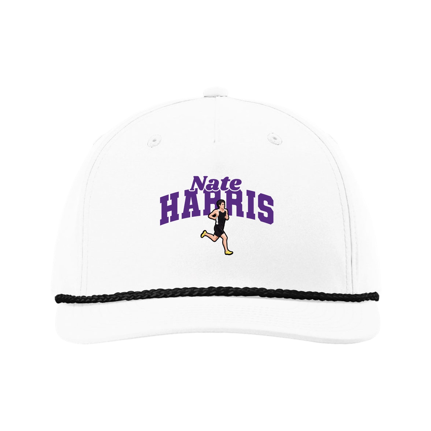 Five-Panel Classic Rope Cap — Signature Arch in White