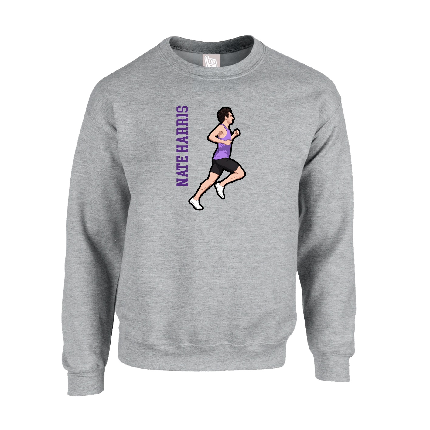 Fleece Crew — Name Vertical in Grey