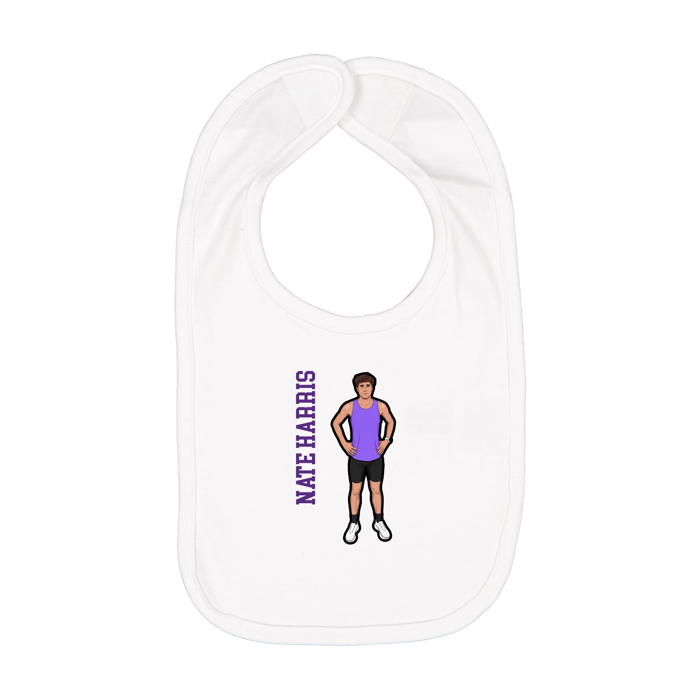 Infant Bib — Name Vertical in White