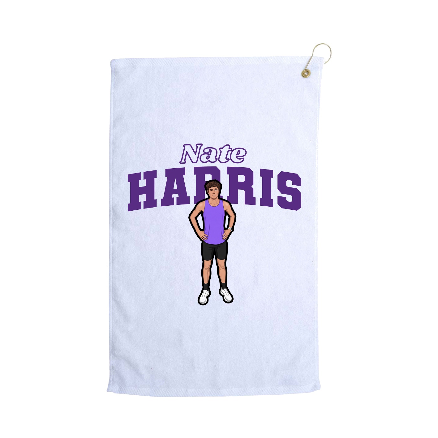 Golf Towel — Name Arch in White