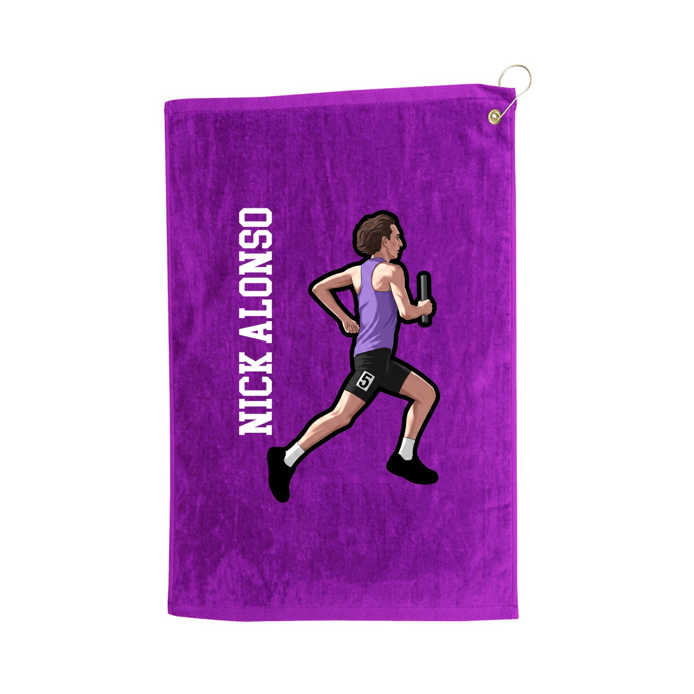 Golf Towel — Name Vertical in Purple