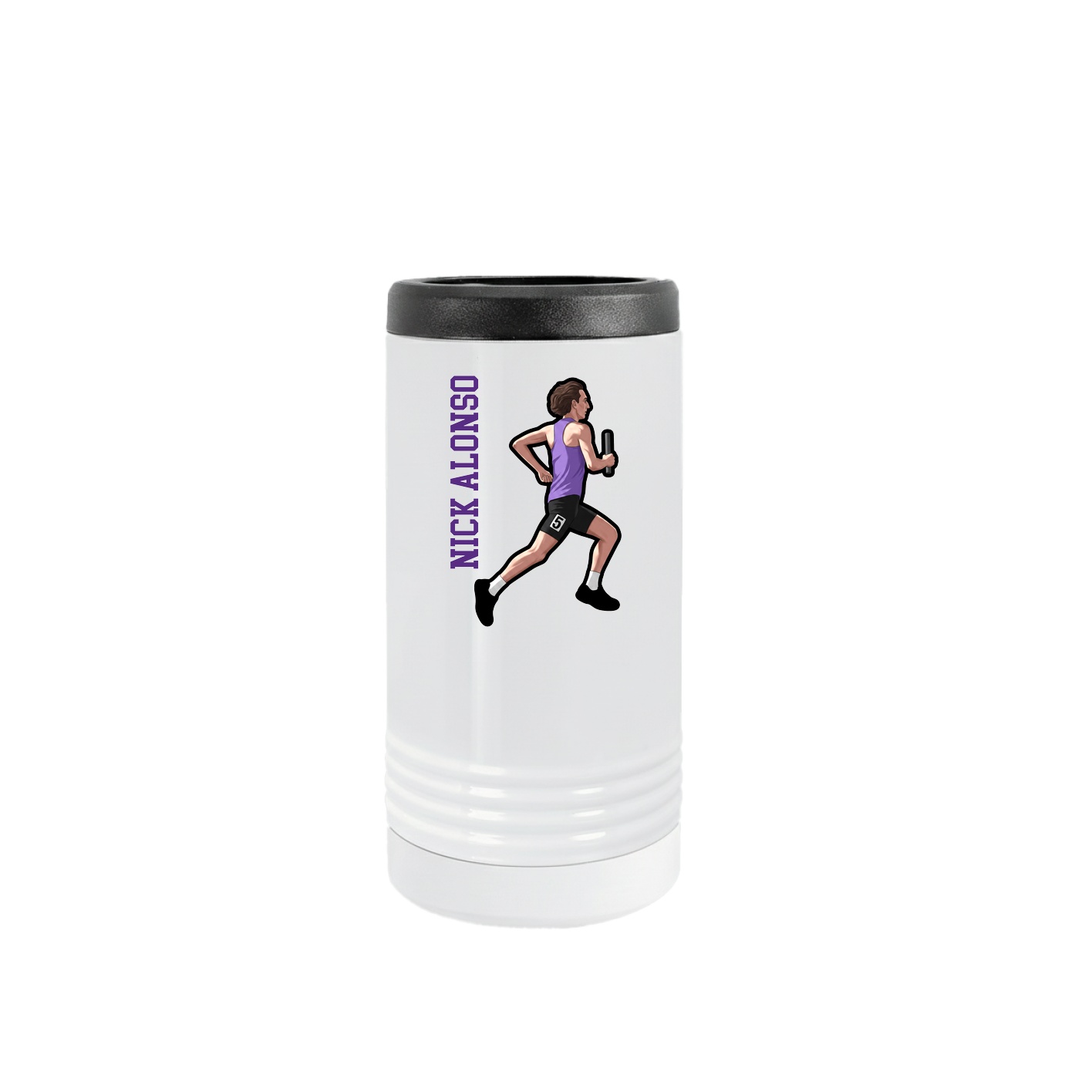 Slim Beverage Holder — Name Vertical in White