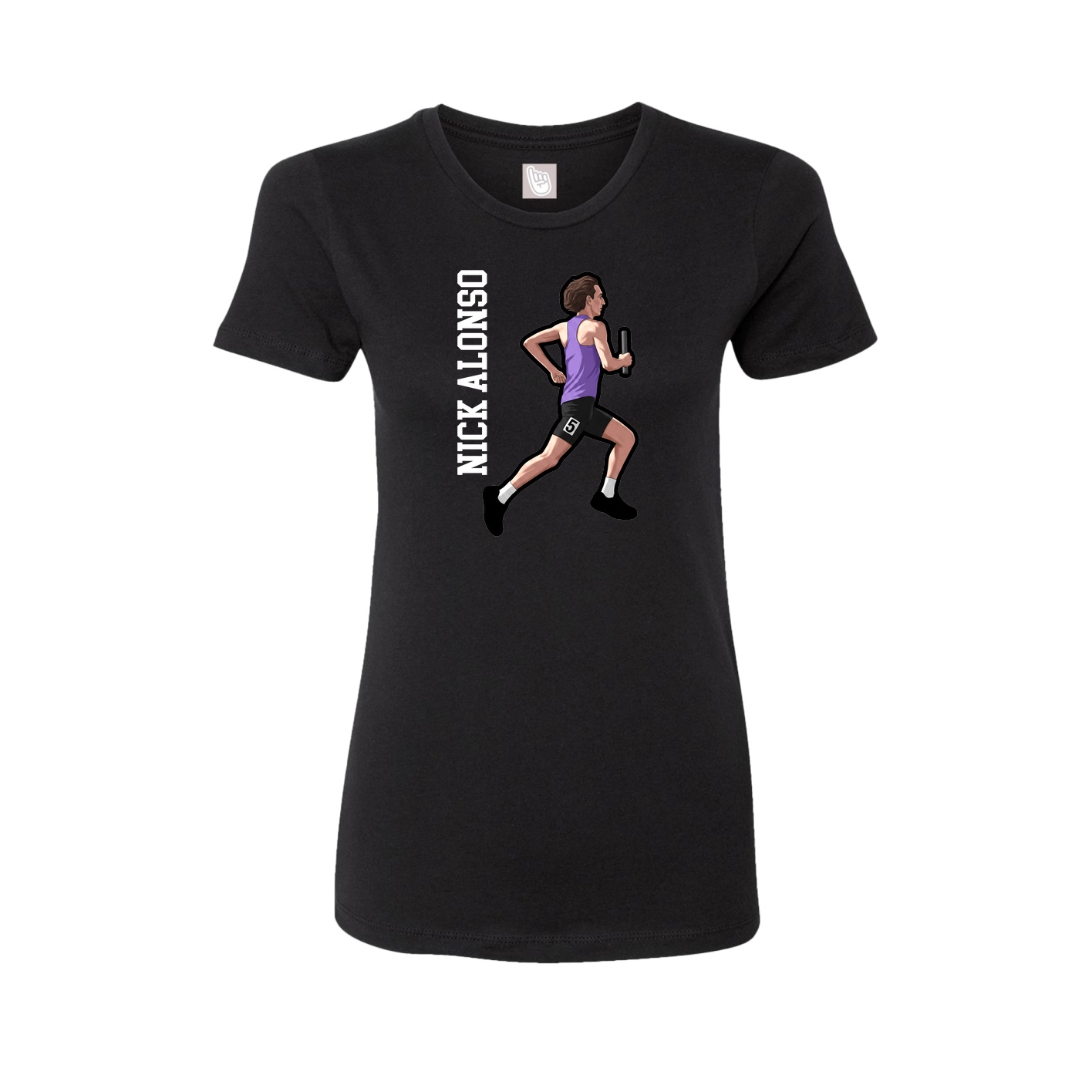 Fitted Women's Tee — Name Vertical in Black