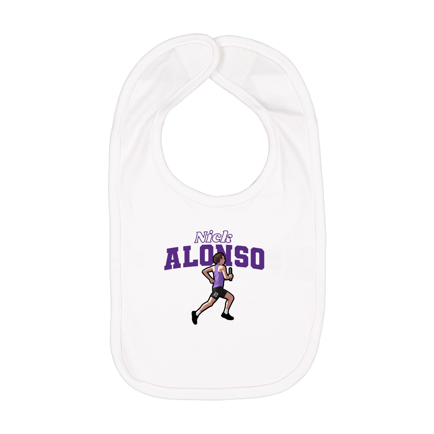 Infant Bib — Name Arch in White