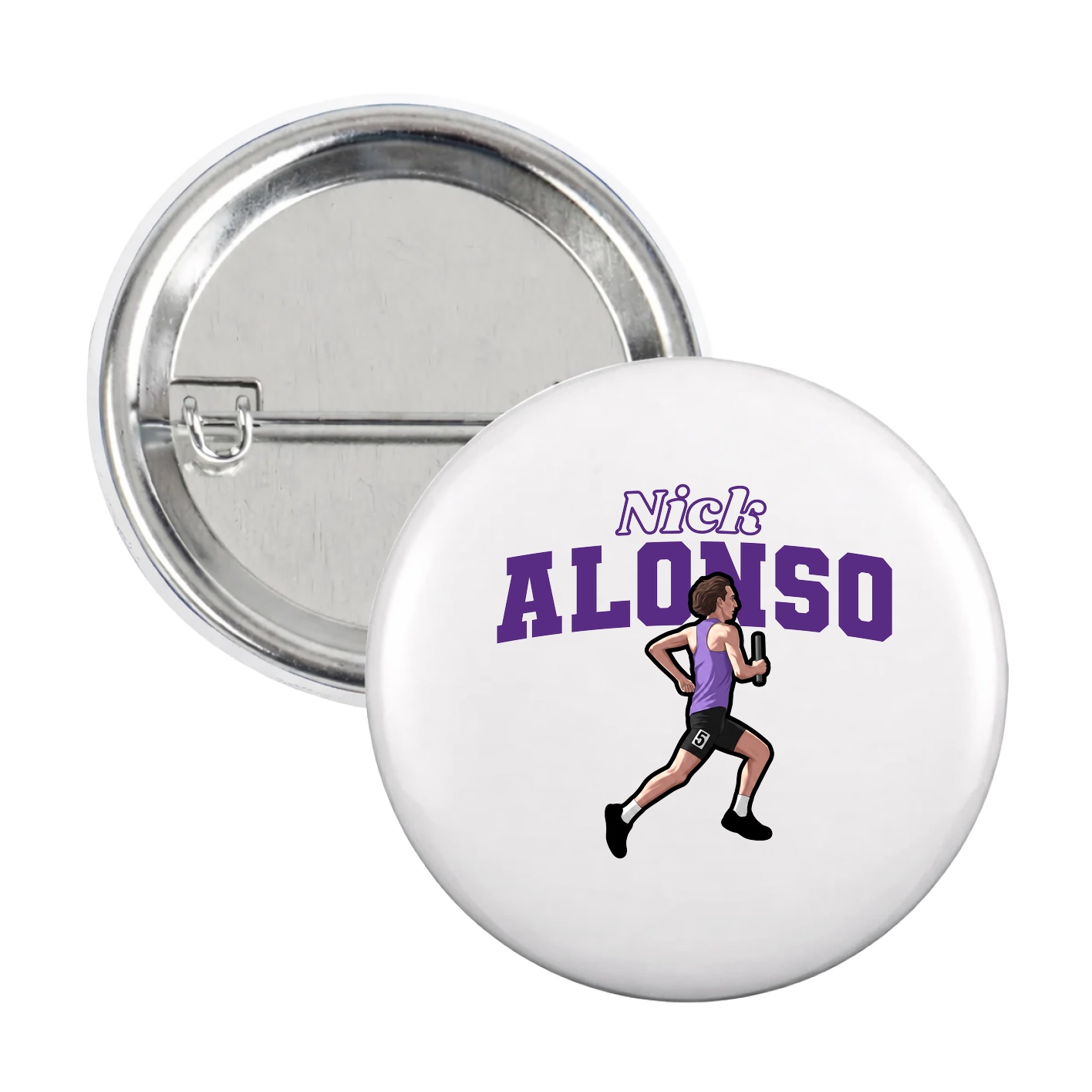 Game Day Button — Name Arch in White