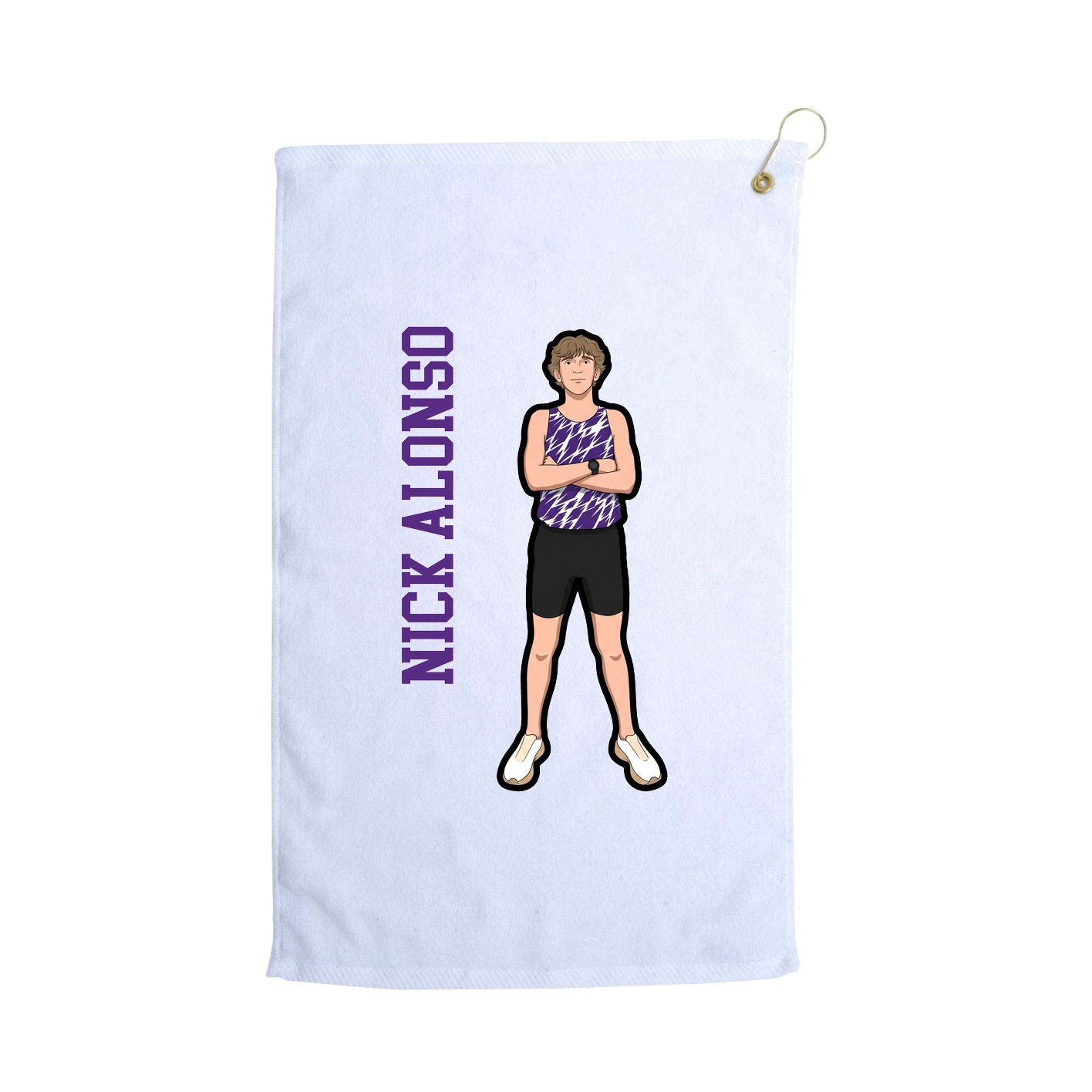Golf Towel — Name Vertical in White
