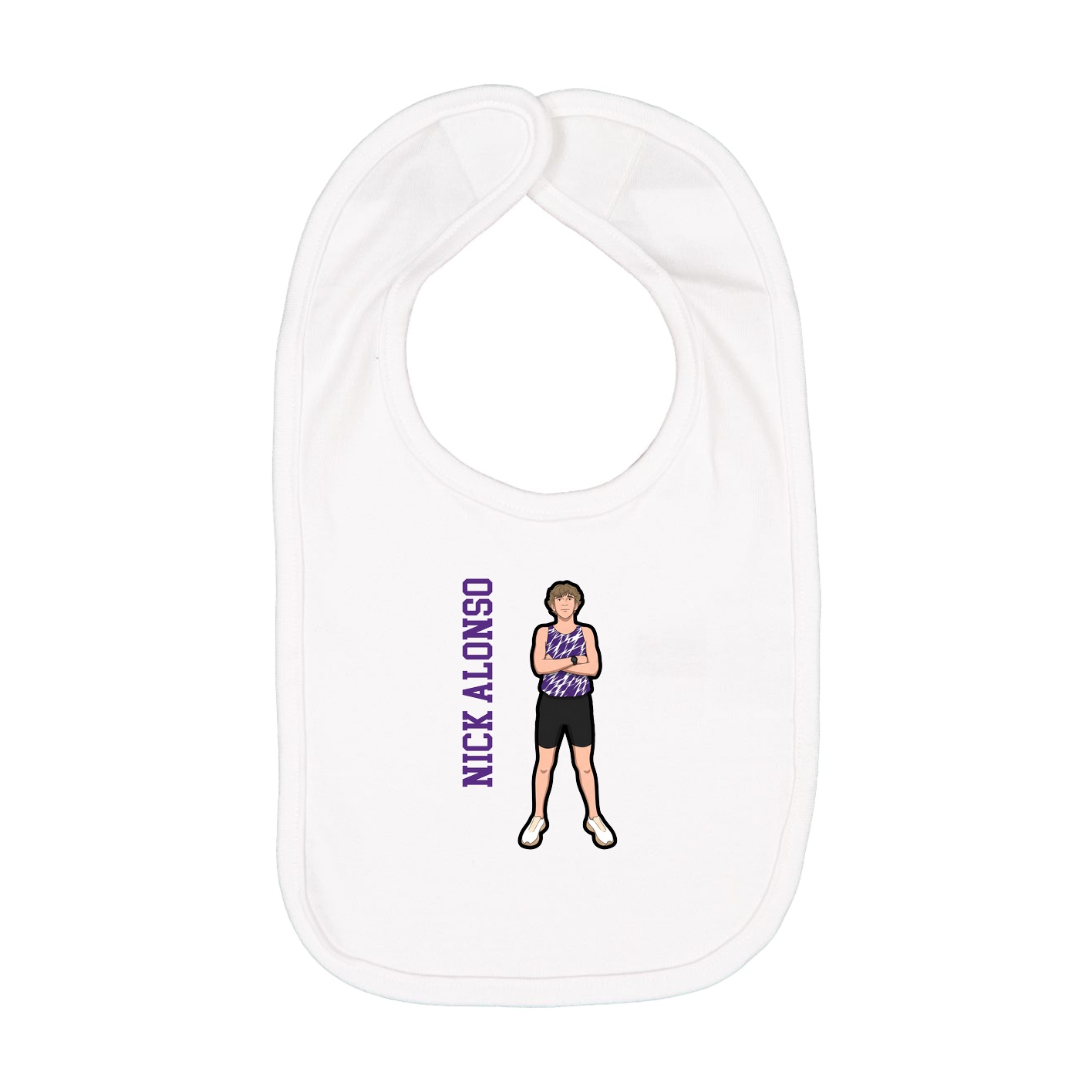 Infant Bib — Name Vertical in White