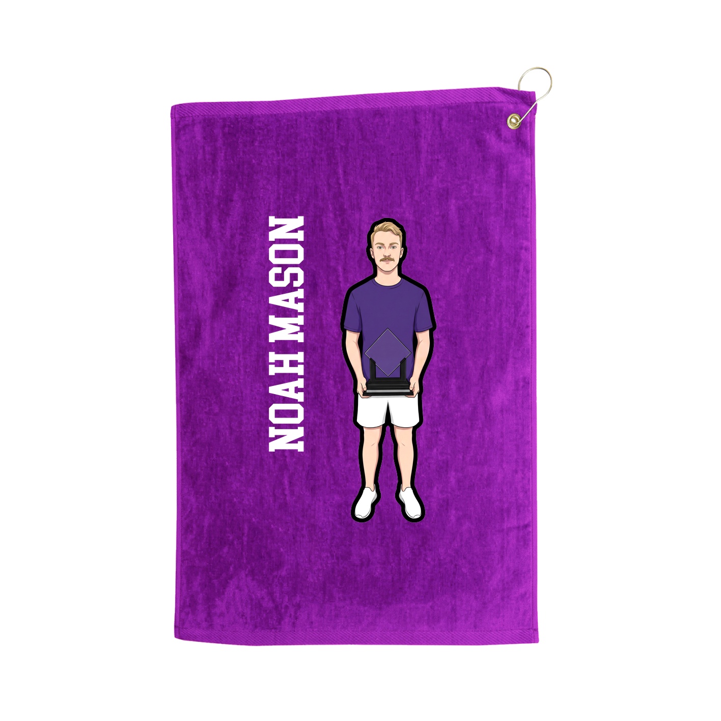Golf Towel — Name Vertical in Purple