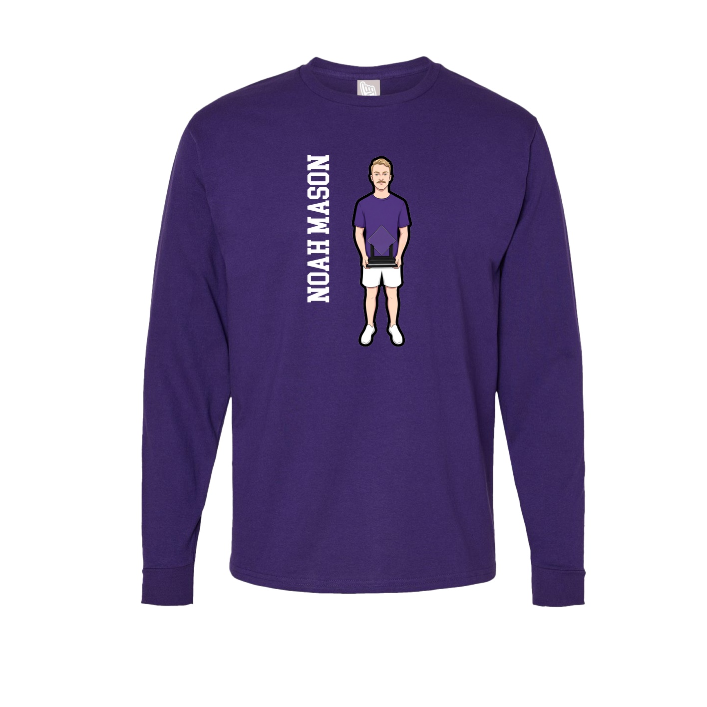 Long Sleeve Tee — Name Vertical in Purple