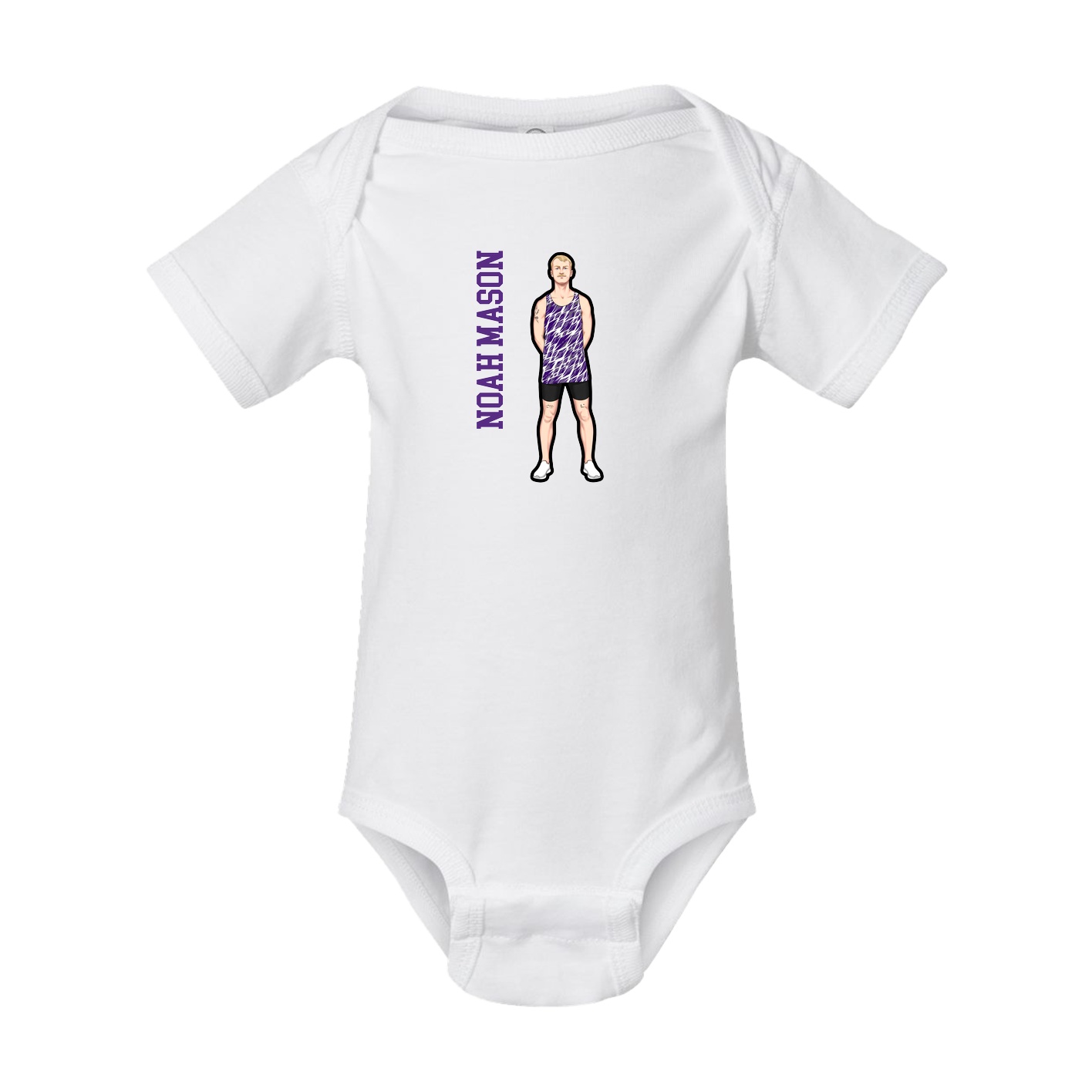 Baby Onesie — Name Vertical in White