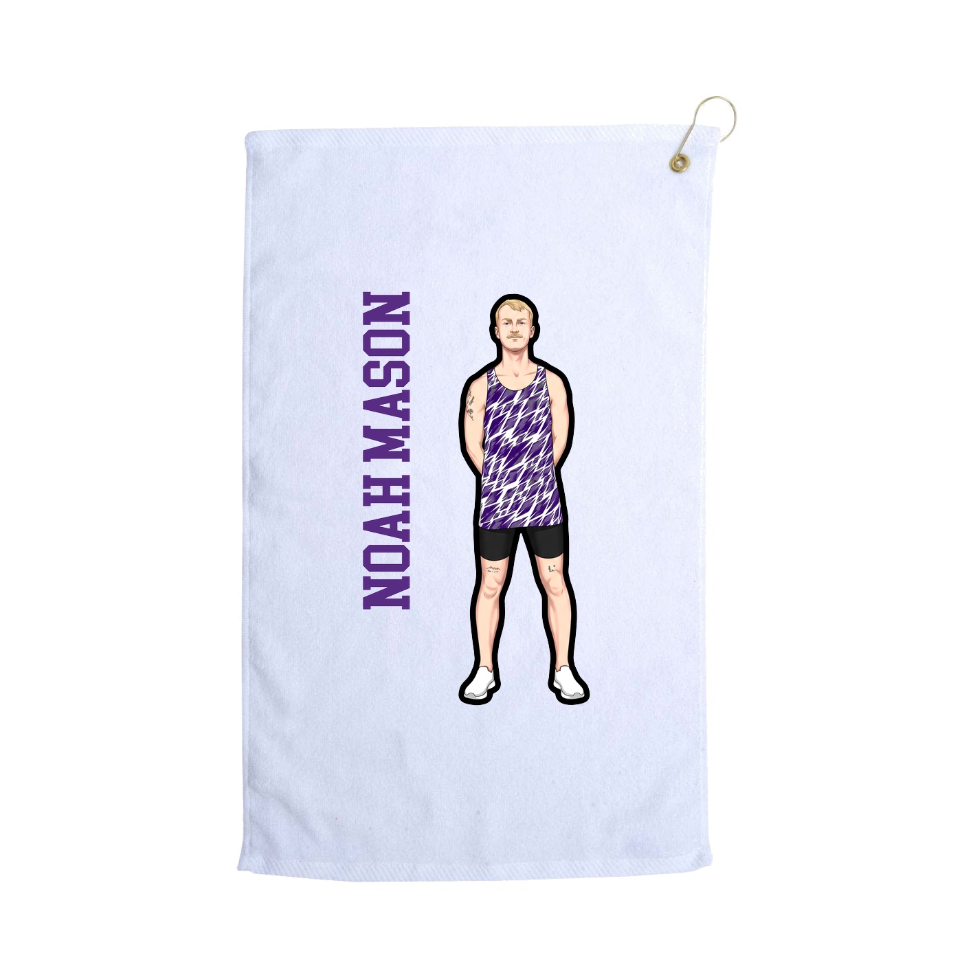Golf Towel — Name Vertical in White