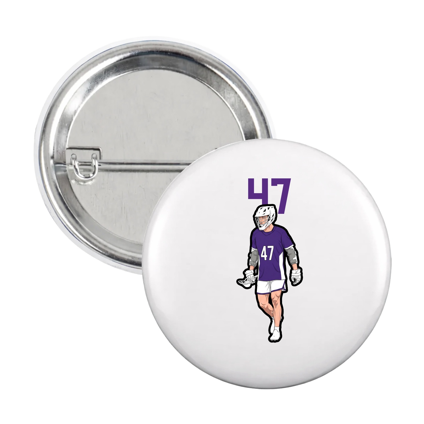Game Day Button — Number Top in White