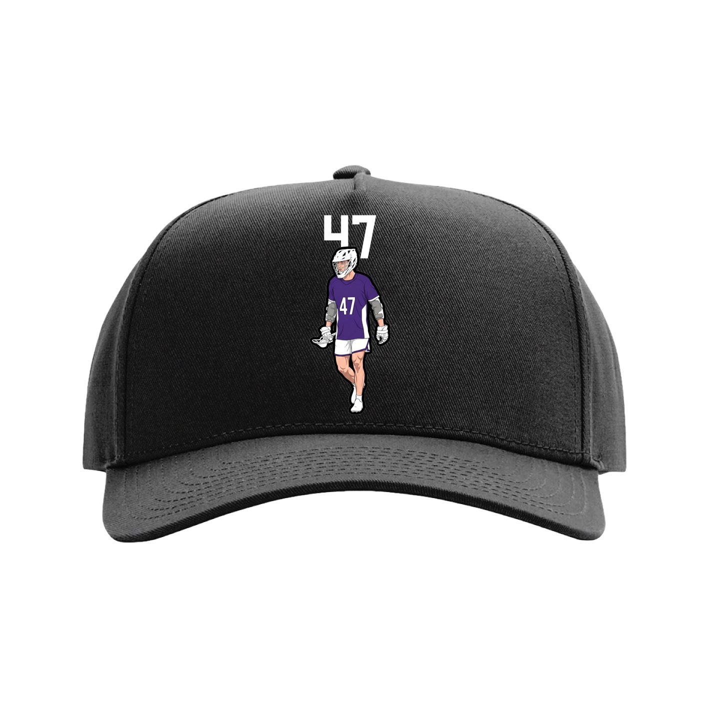 Full Fabric Five-Panel Champ Cap — Number Top in Black