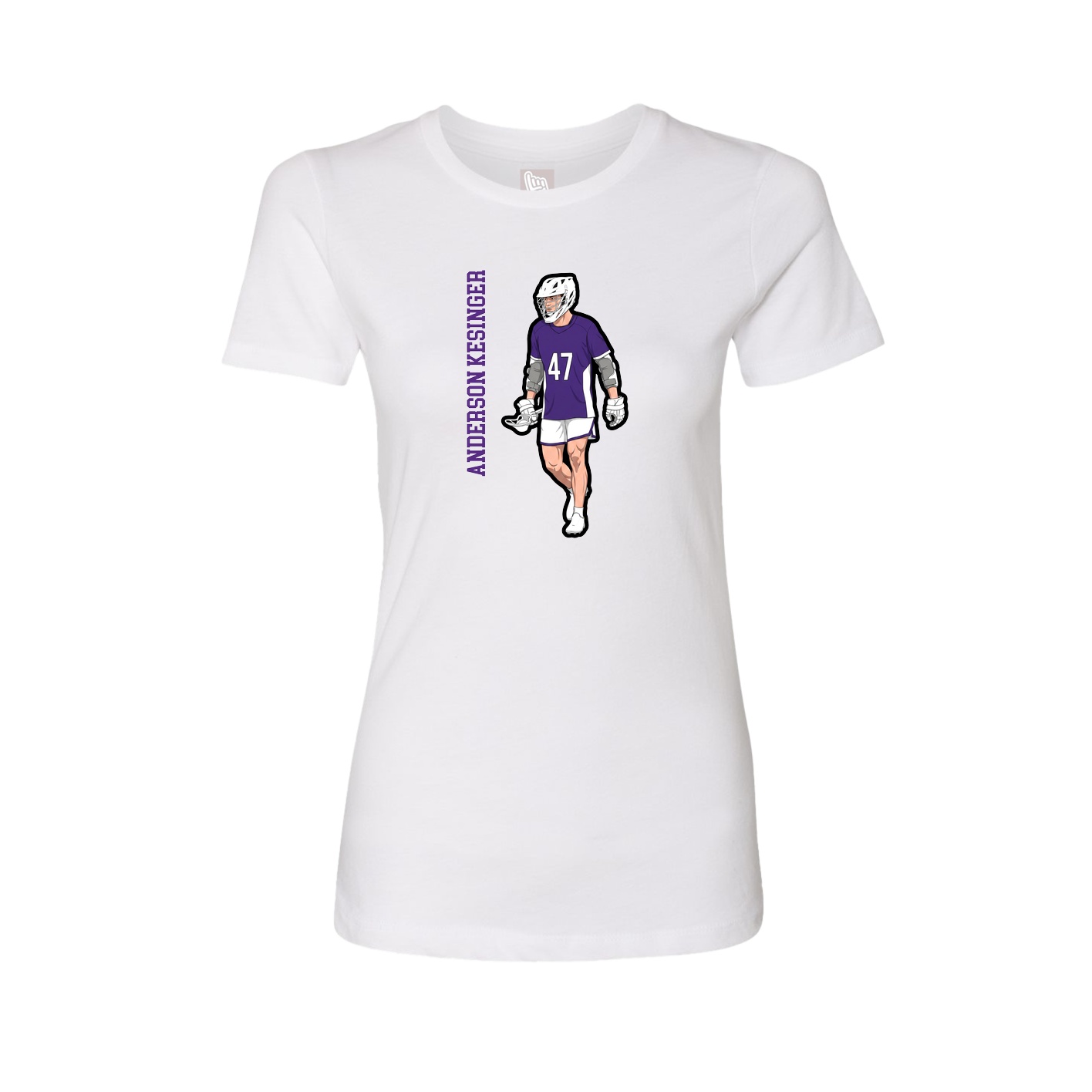 Fitted Women's Tee — Name Vertical in White