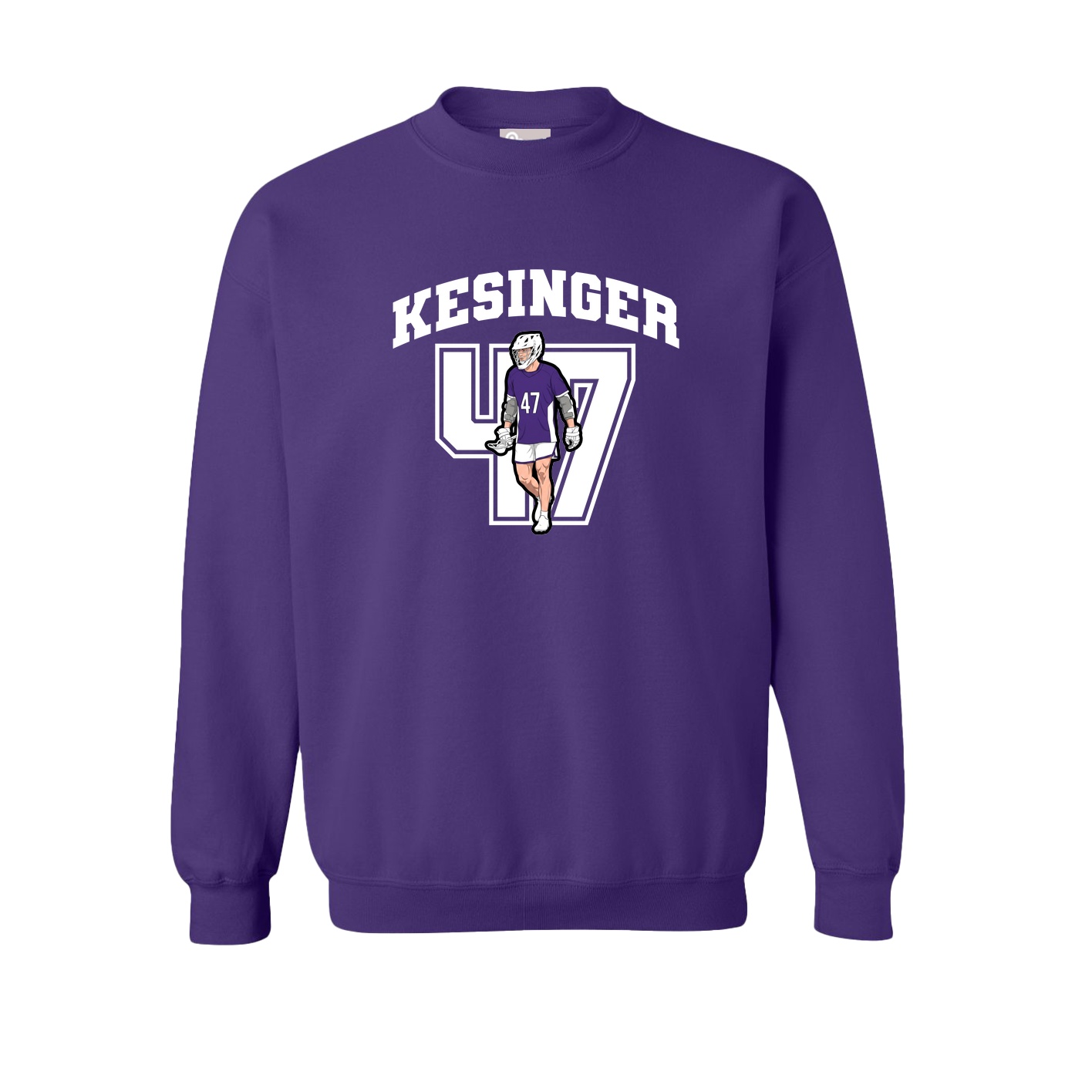 Fleece Crew — Number in Purple