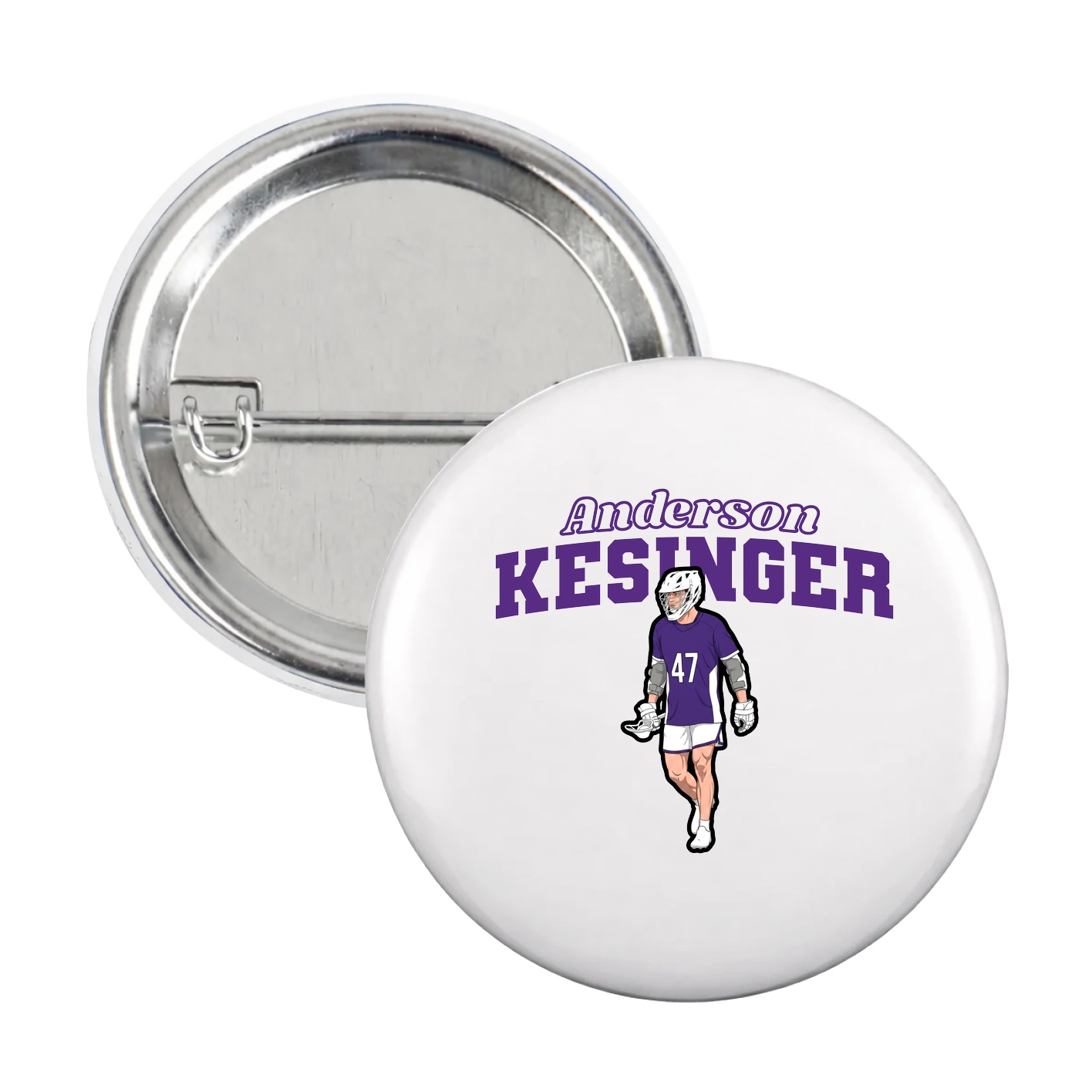 Game Day Button — Name Arch in White