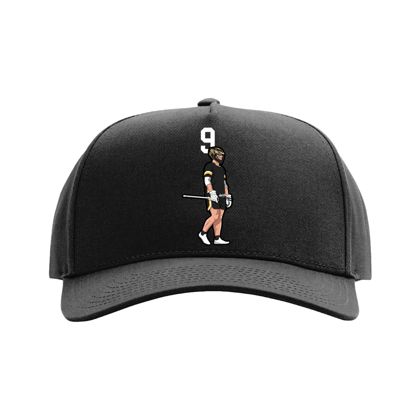 Full Fabric Five-Panel Champ Cap — Number Top in Black