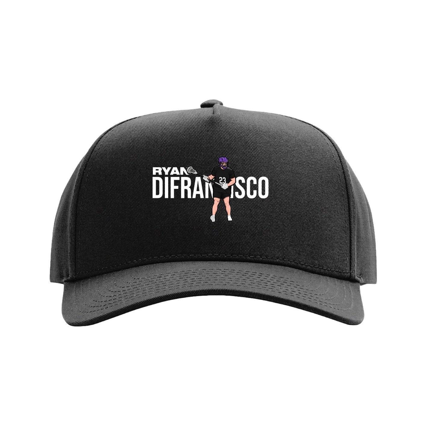 Full Fabric Five-Panel Champ Cap — Player Name in Black
