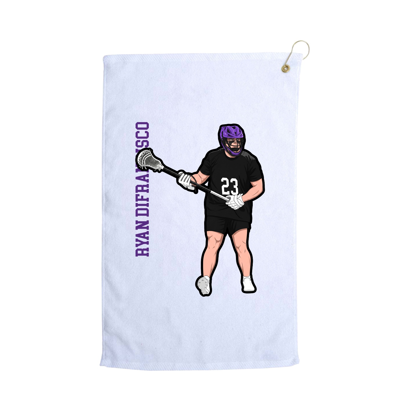 Golf Towel — Name Vertical in White