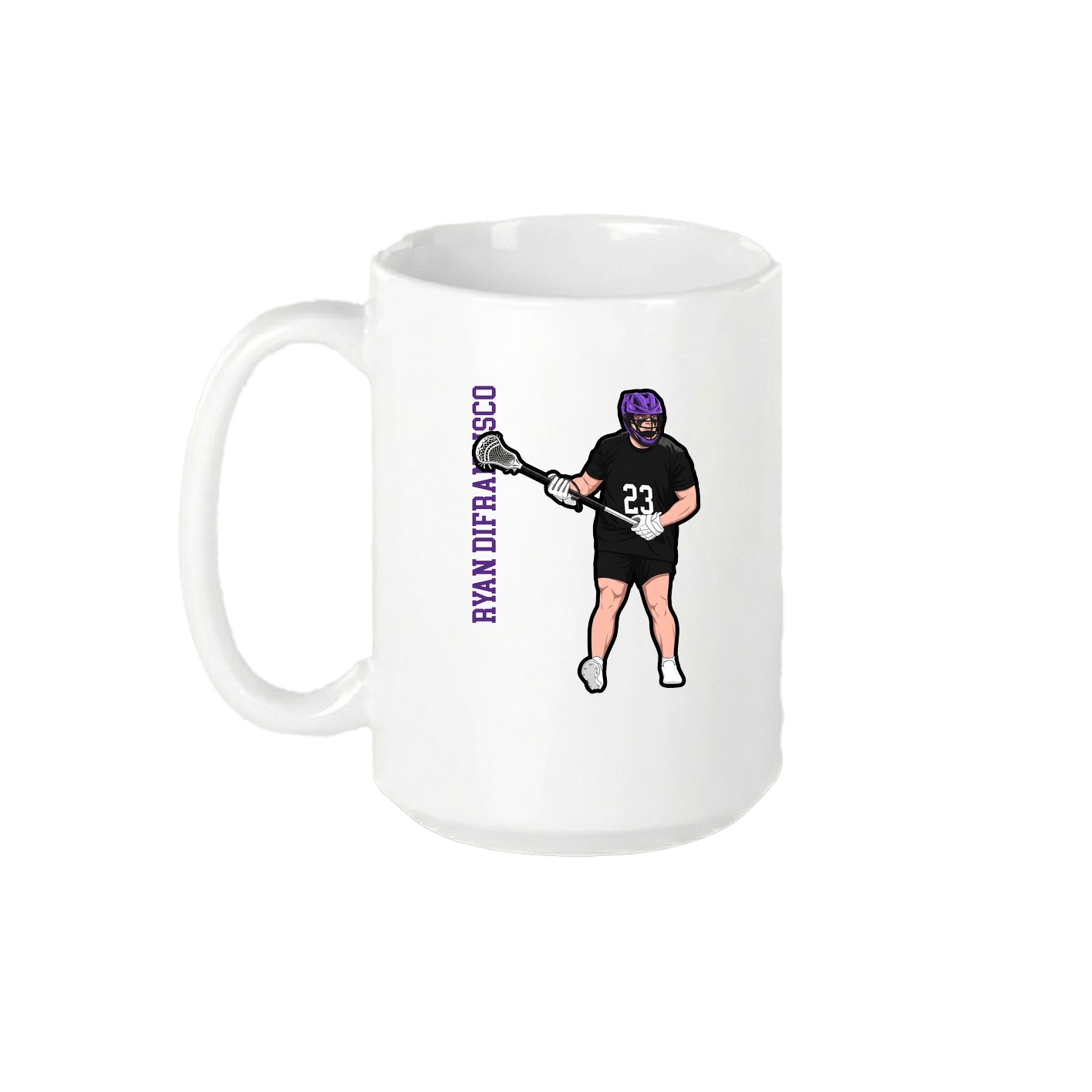 15oz Coffee Mug — Name Vertical in White