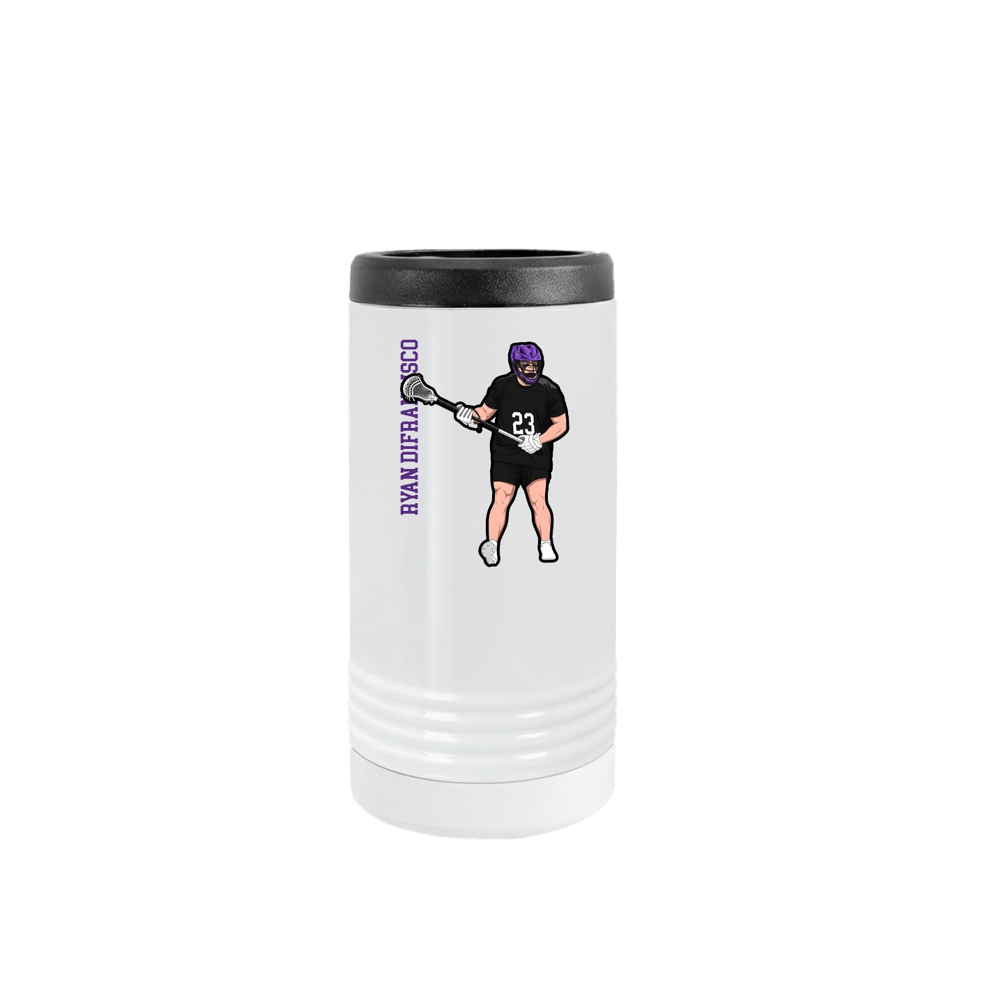 Slim Beverage Holder — Name Vertical in White