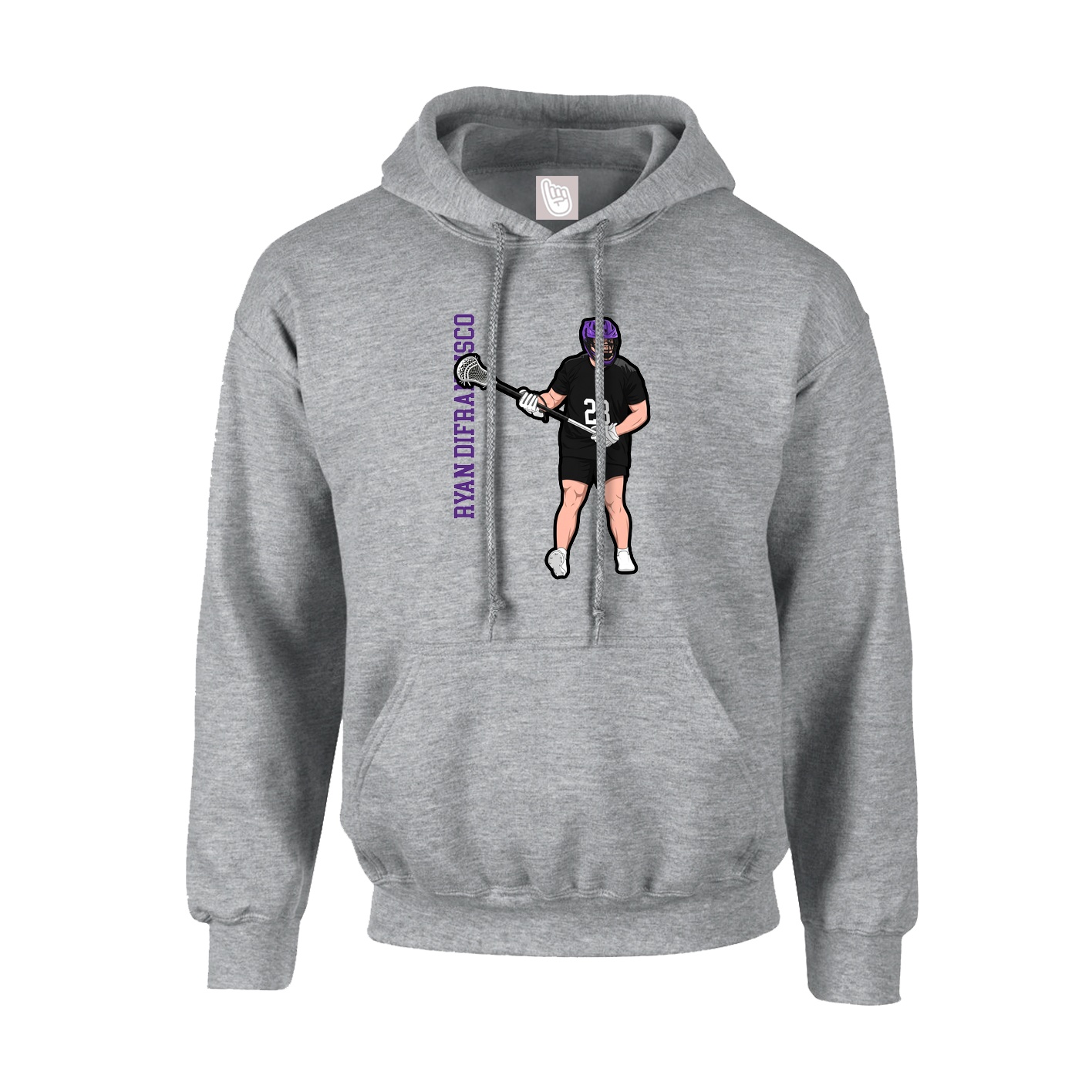 Hoodie — Name Vertical in Grey