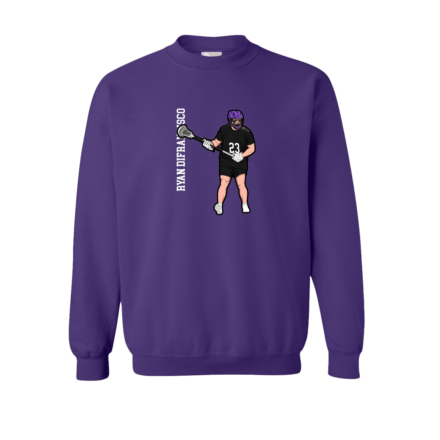 Fleece Crew — Name Vertical in Purple
