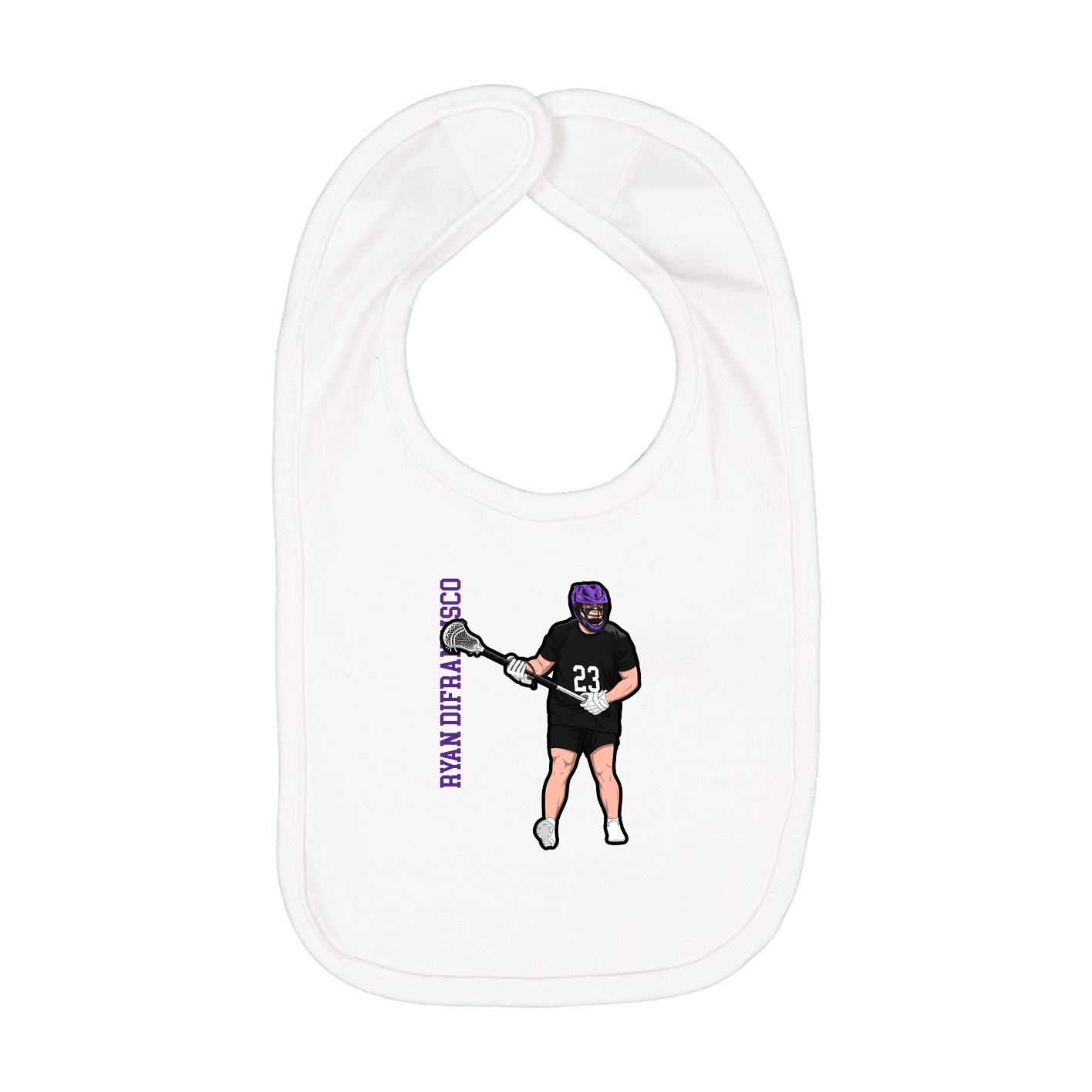 Infant Bib — Name Vertical in White
