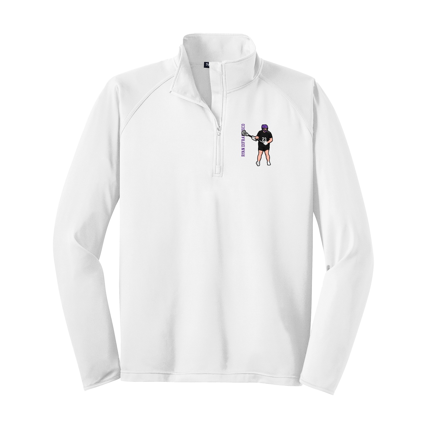 Q-Zip Pullover — Name Vertical in White