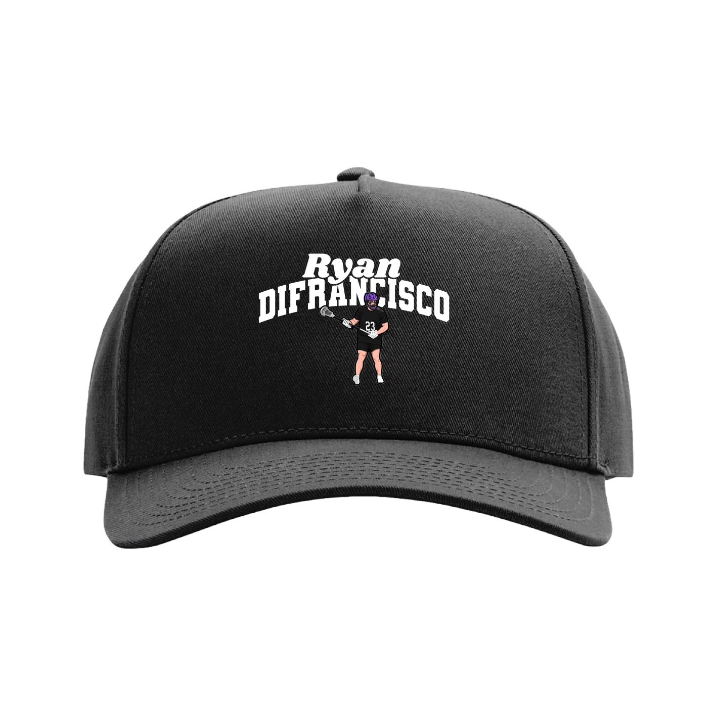 Full Fabric Five-Panel Champ Cap — Signature Arch in Black
