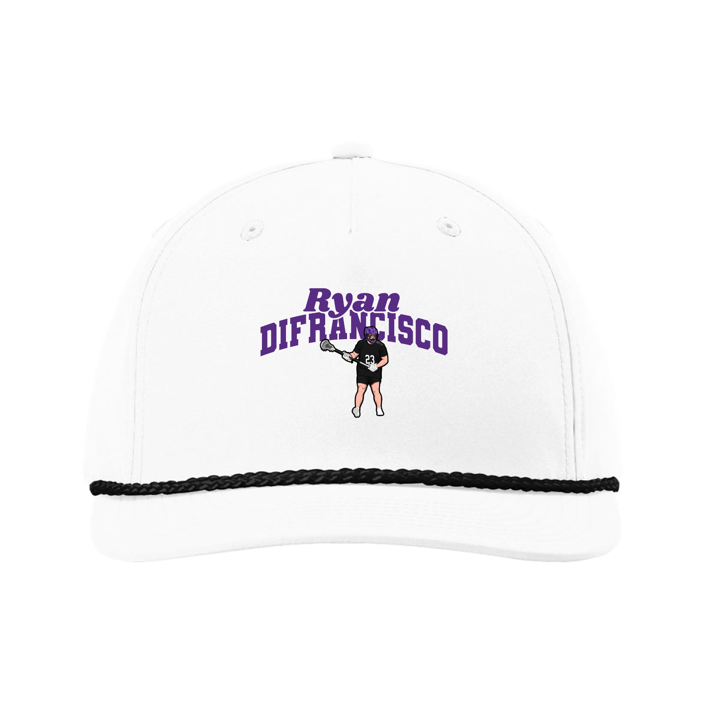 Five-Panel Classic Rope Cap — Signature Arch in White