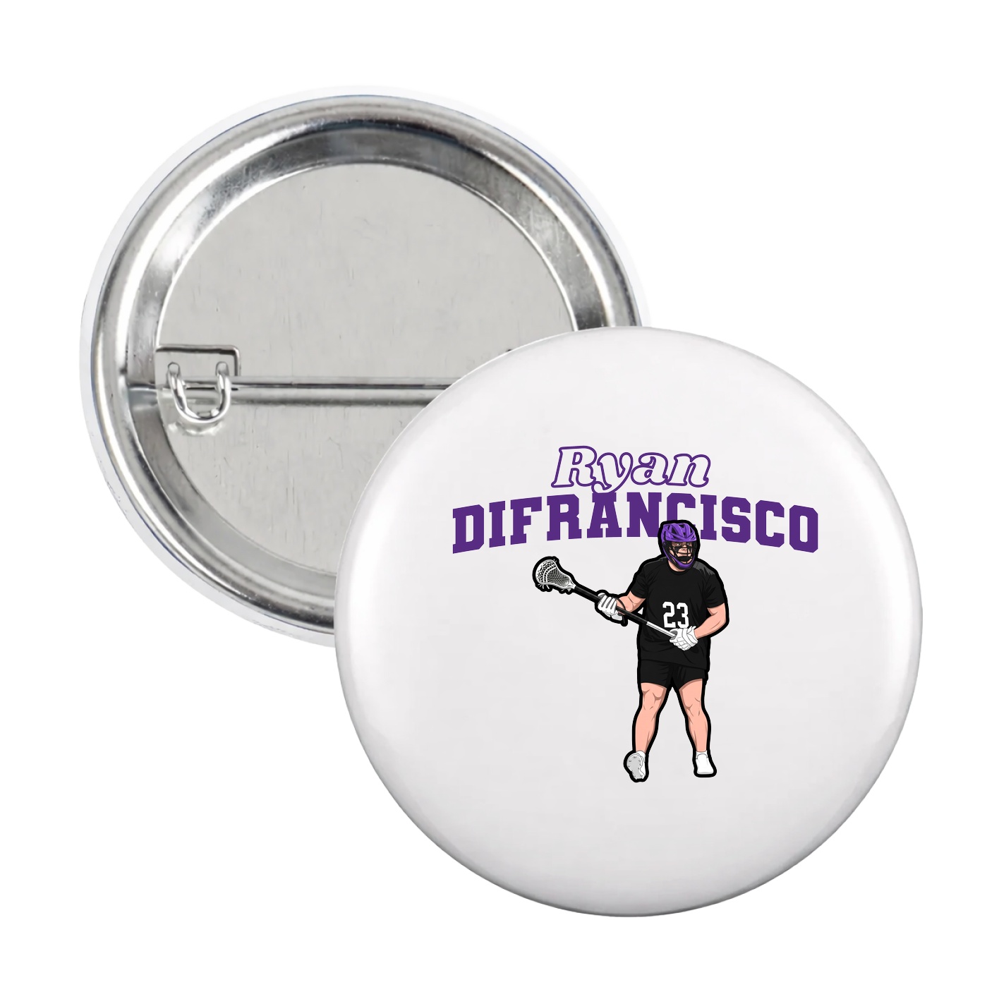 Game Day Button — Name Arch in White