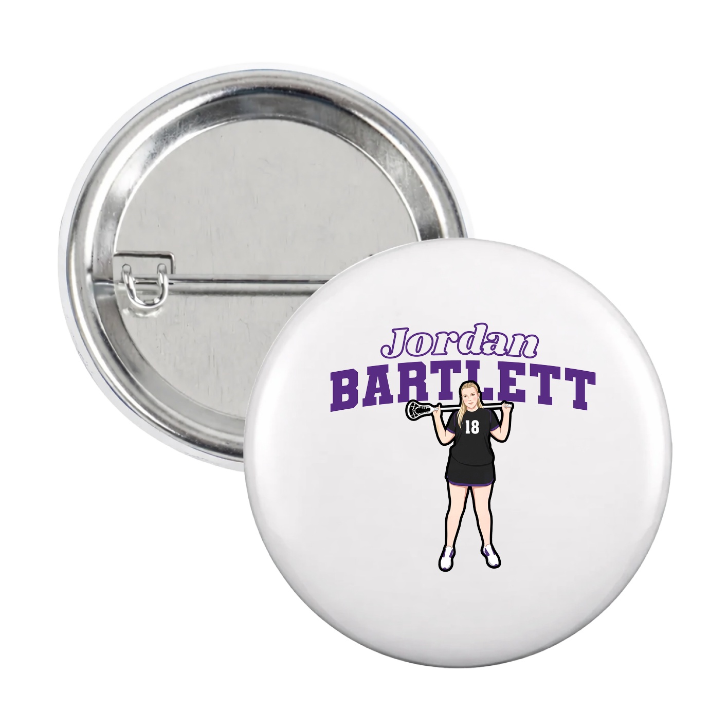 Game Day Button — Name Arch in White