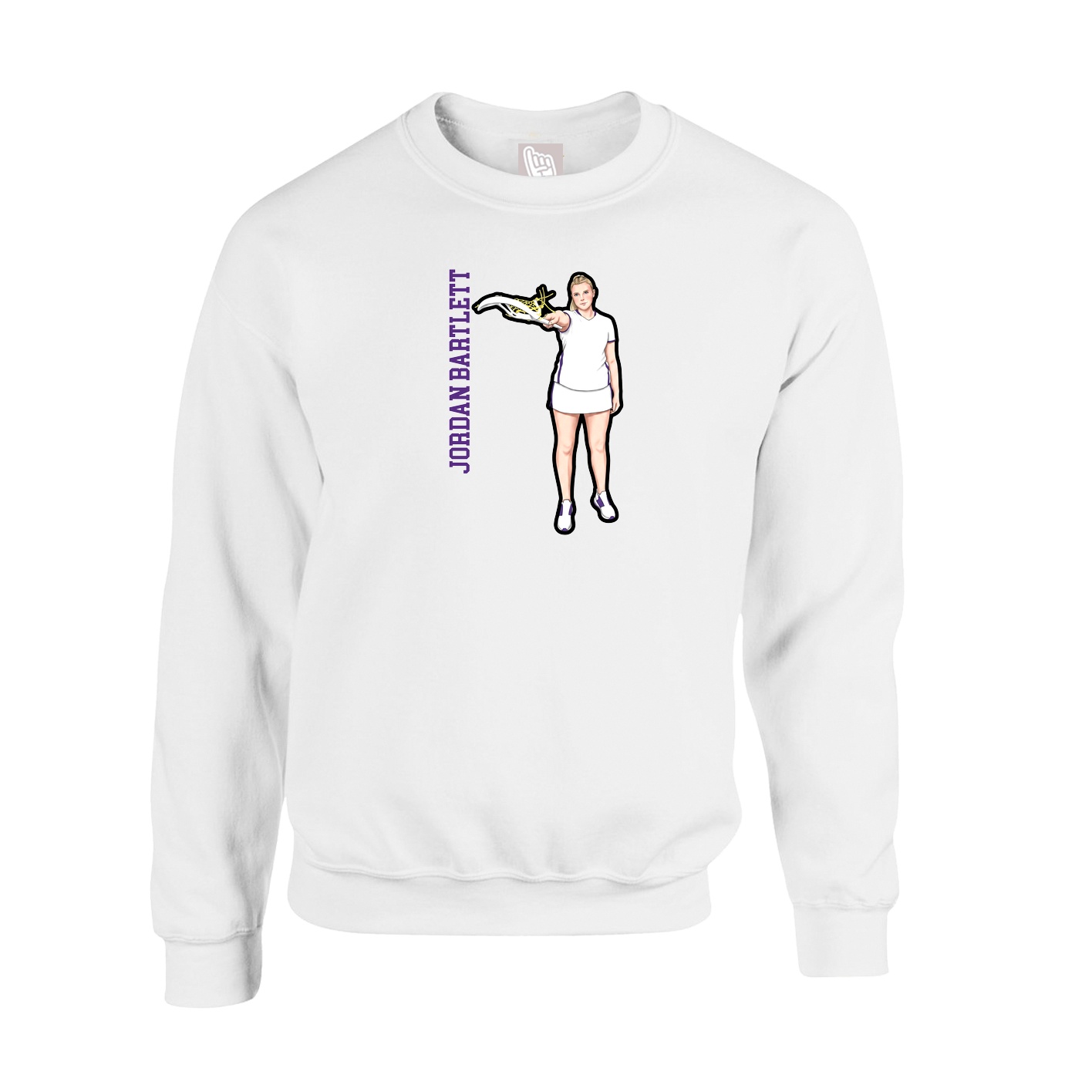 Fleece Crew — Name Vertical in White