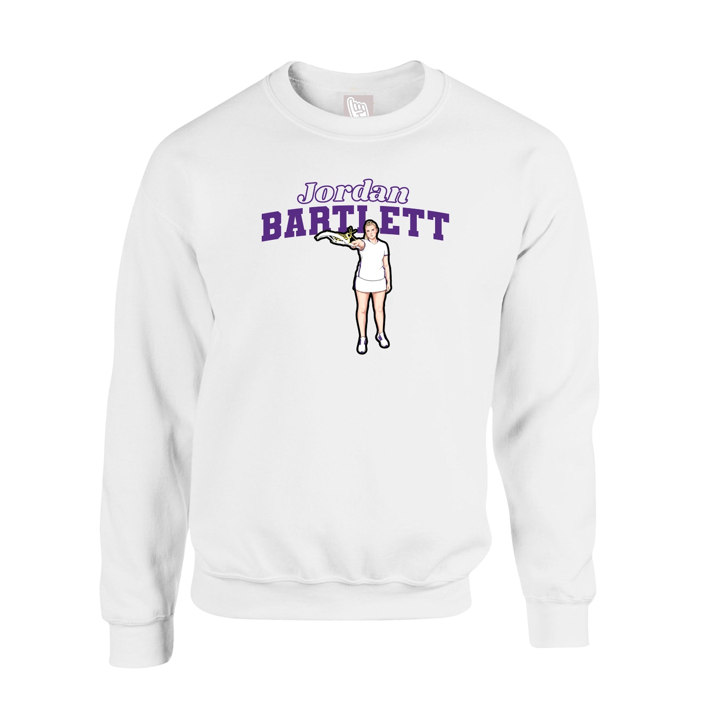 Fleece Crew — Name Arch in White