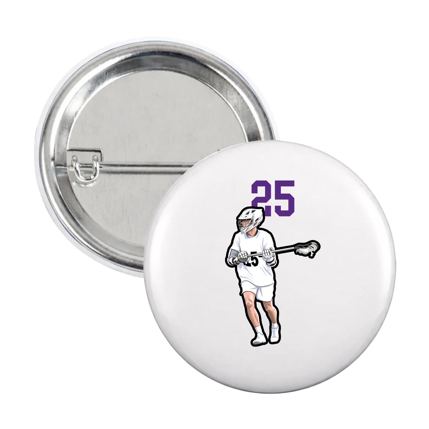 Game Day Button — Number Top in White