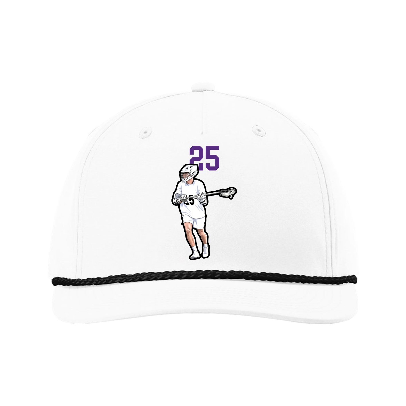 Five-Panel Classic Rope Cap — Number Top in White