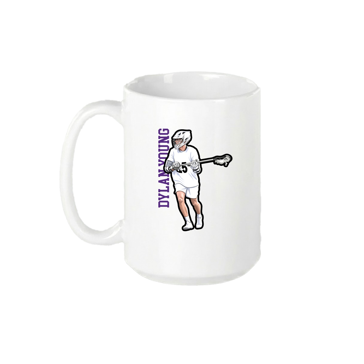 15oz Coffee Mug — Name Vertical in White