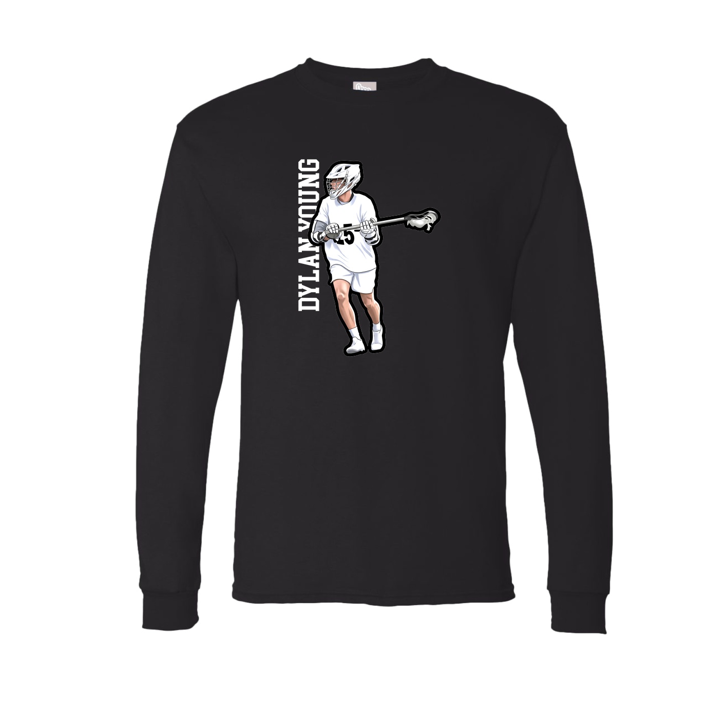 Long Sleeve Tee — Name Vertical in Black