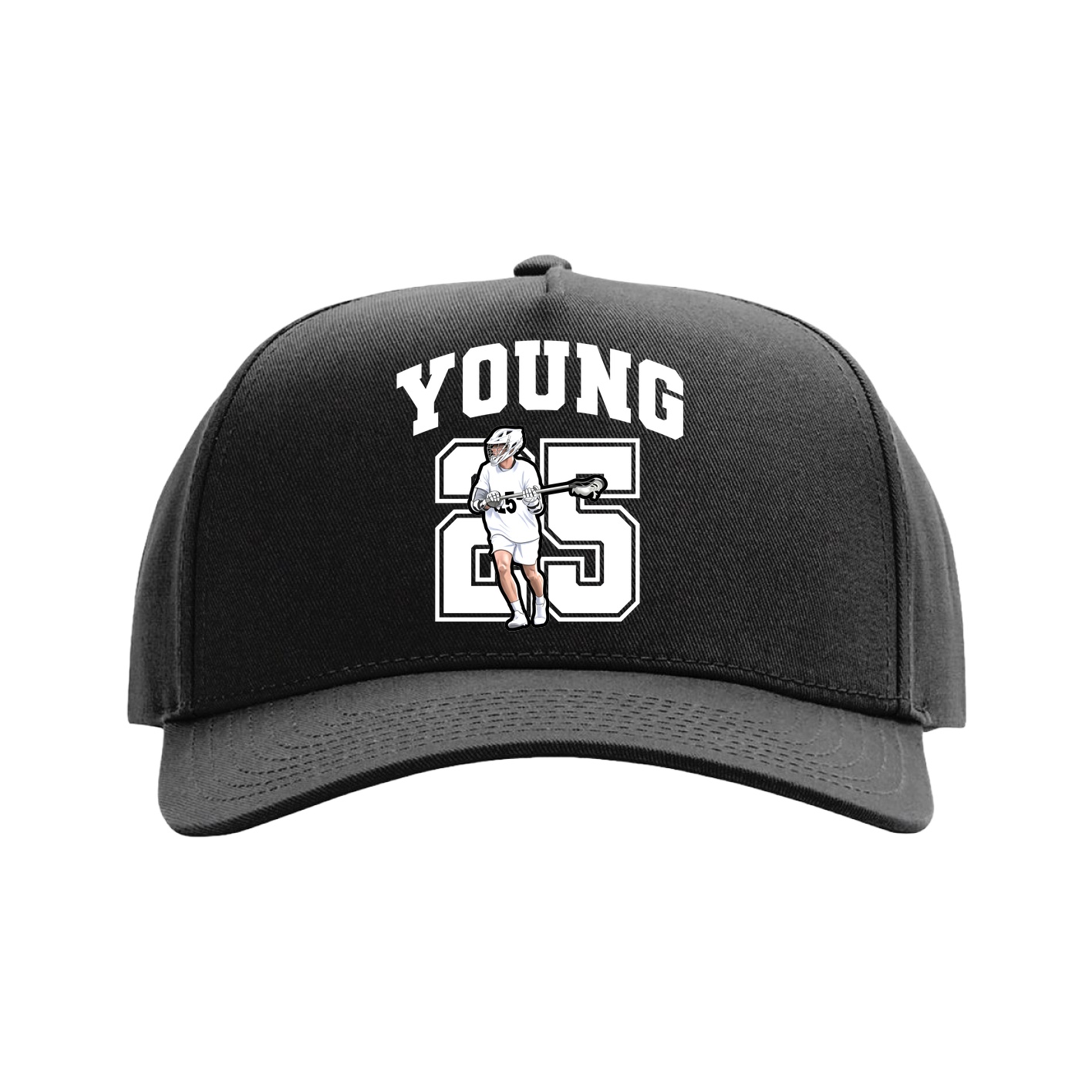 Full Fabric Five-Panel Champ Cap — Number in Black