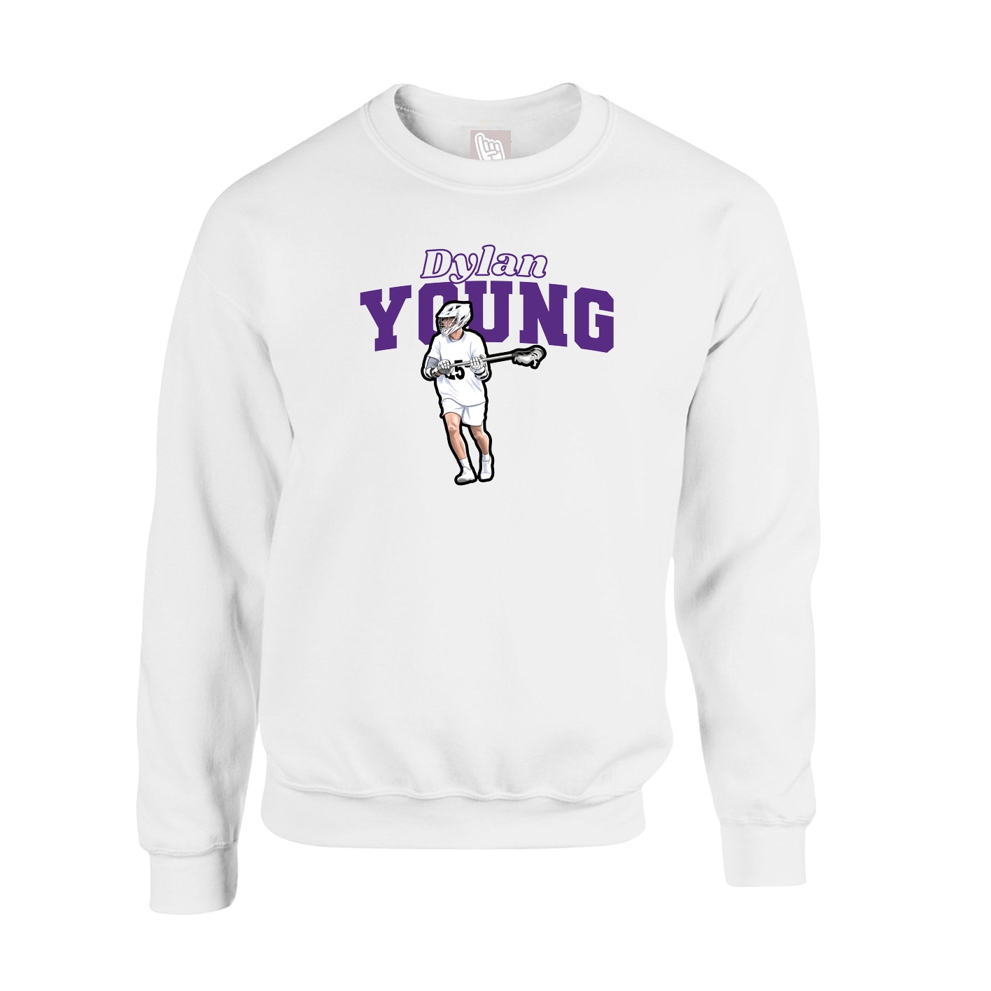 Fleece Crew — Name Arch in White