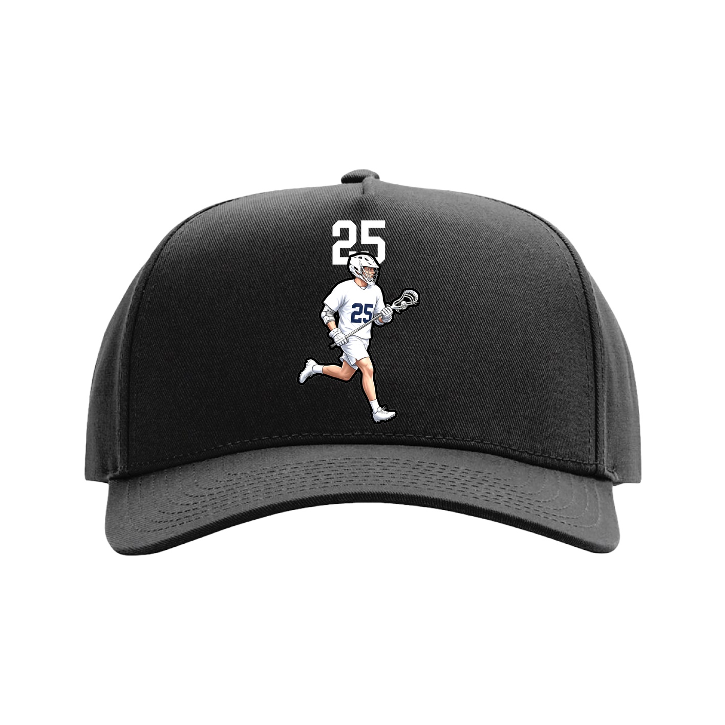 Full Fabric Five-Panel Champ Cap — Number Top in Black