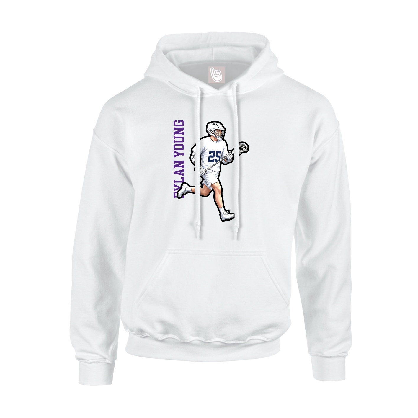 Youth Hoodie — Name Vertical in White
