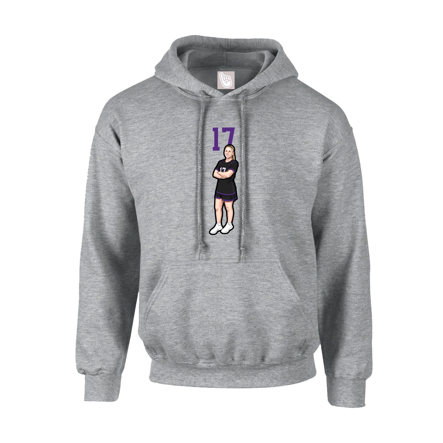 Hoodie — Number Top in Grey