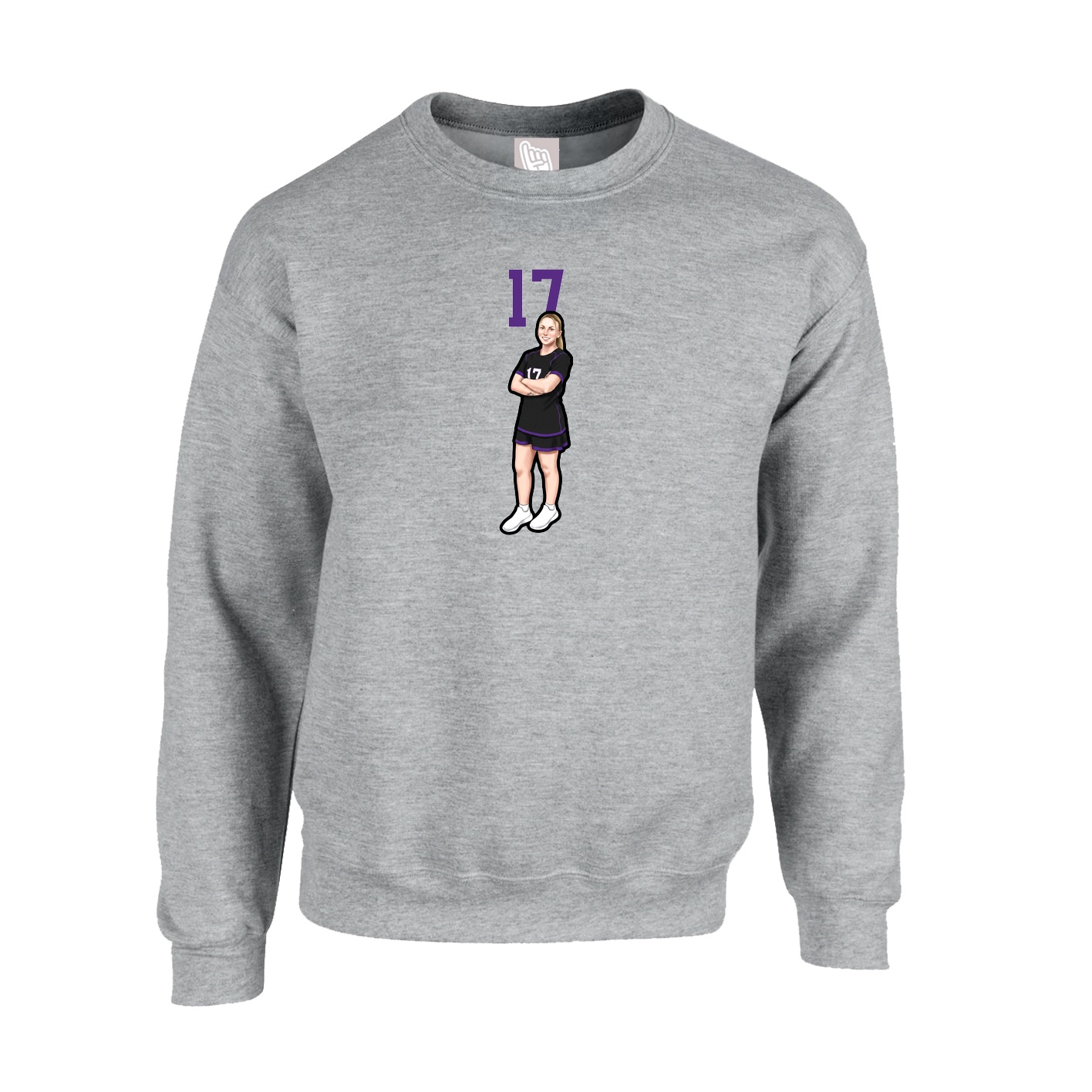 Fleece Crew — Number Top in Grey