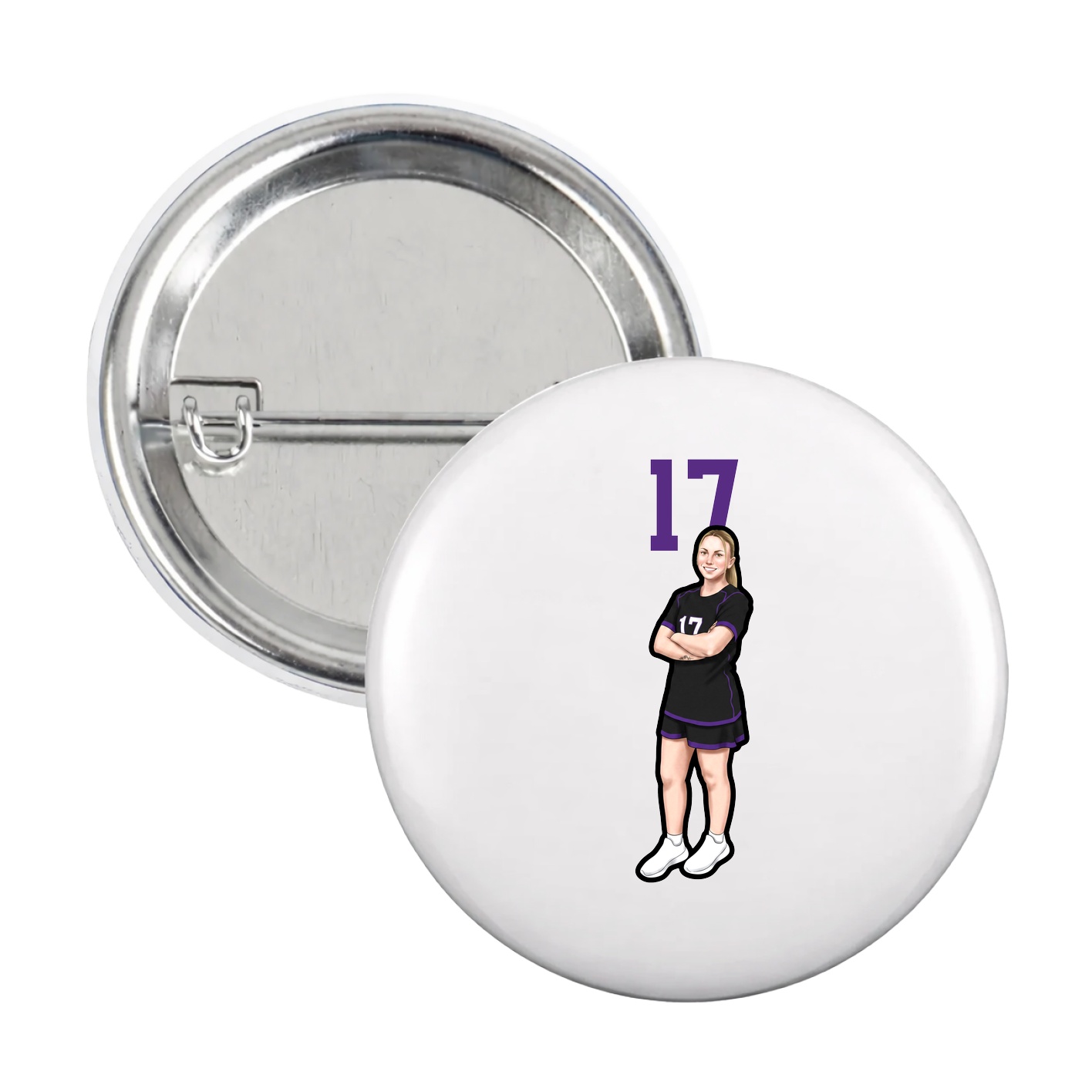 Game Day Button — Number Top in White