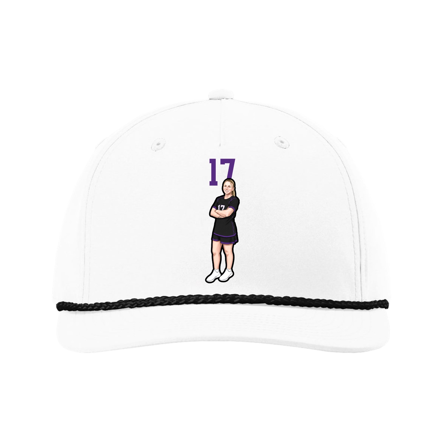 Five-Panel Classic Rope Cap — Number Top in White