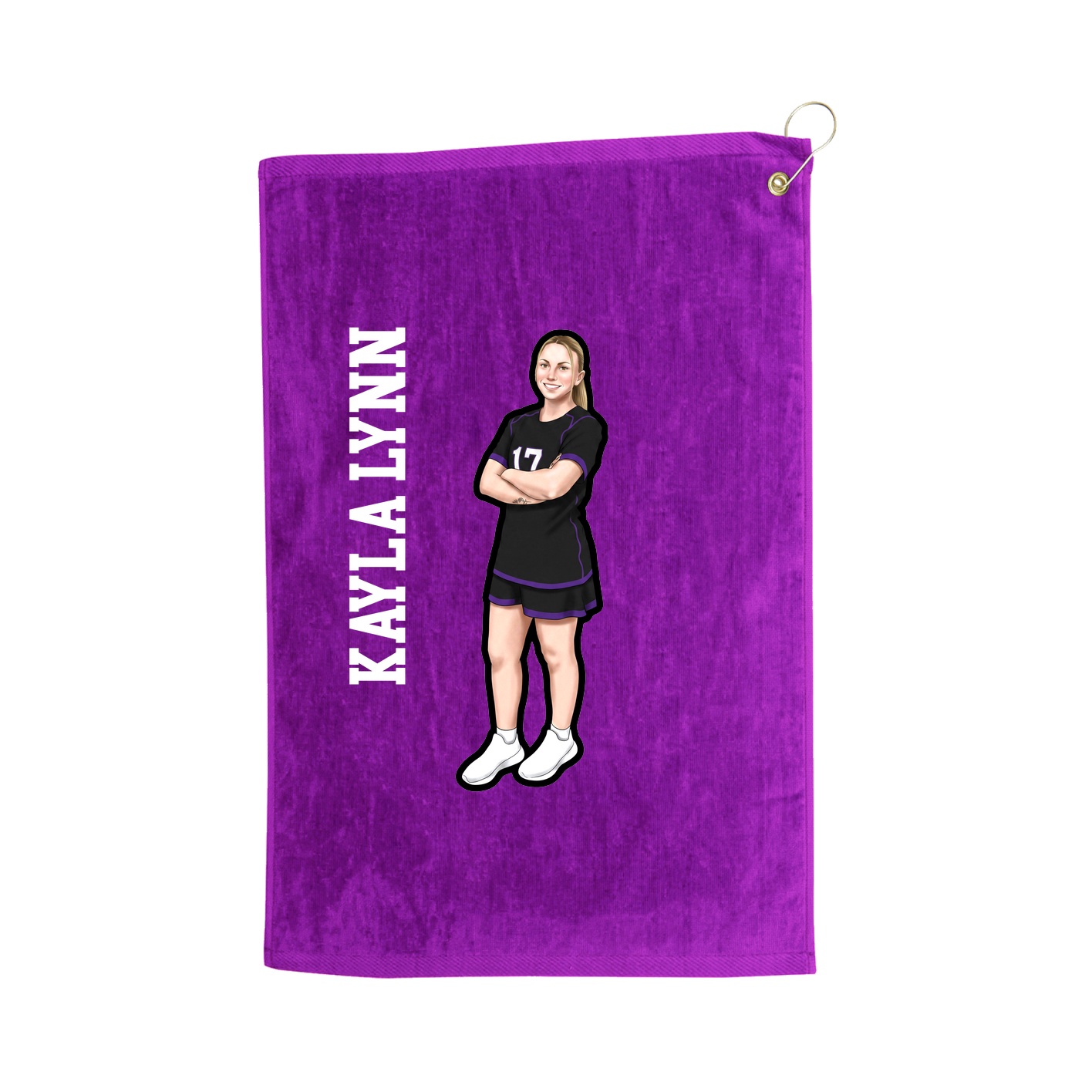 Golf Towel — Name Vertical in Purple