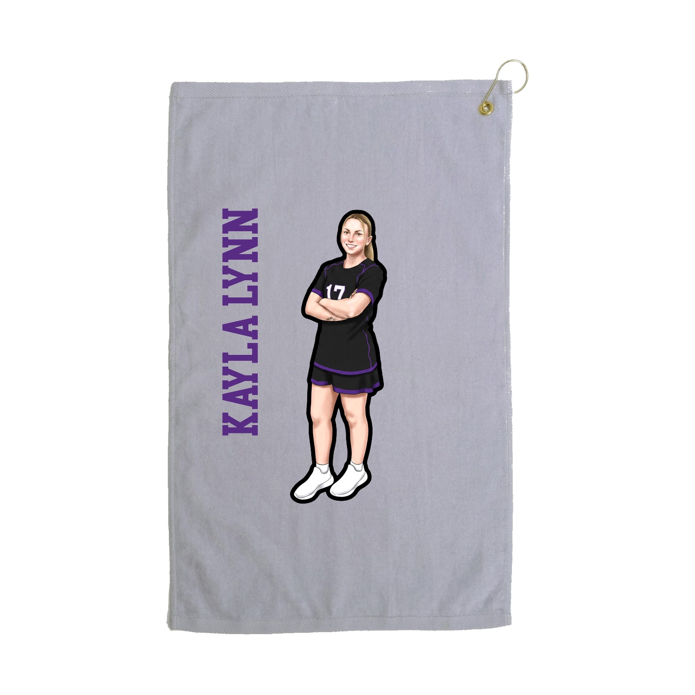 Golf Towel — Name Vertical in Grey