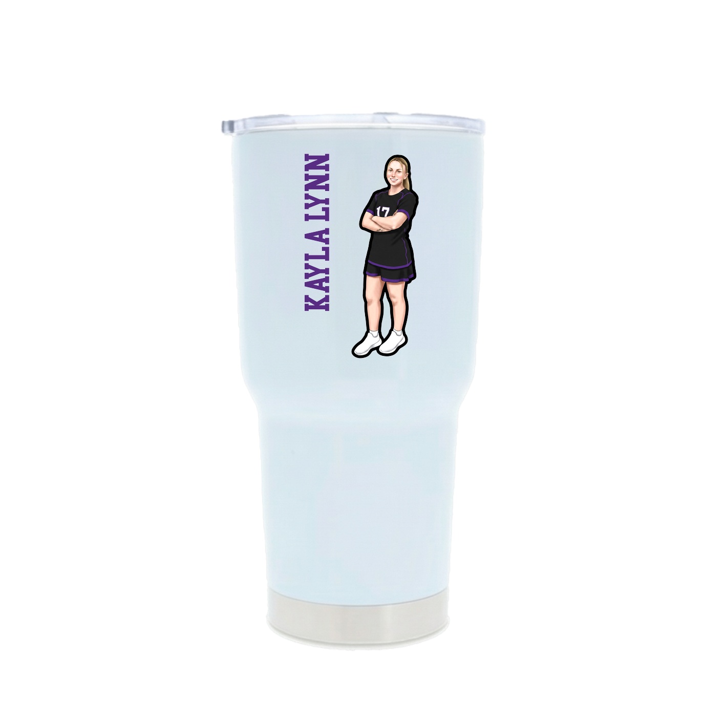 30oz Stainless Steel Tumbler — Name Vertical in White